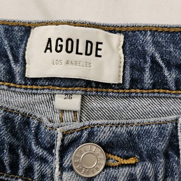 Agolde Jeans Womens 26 Blue Harper Crop Relaxed Straight Fit Moor Mid Rise Boho - Picture 2 of 9